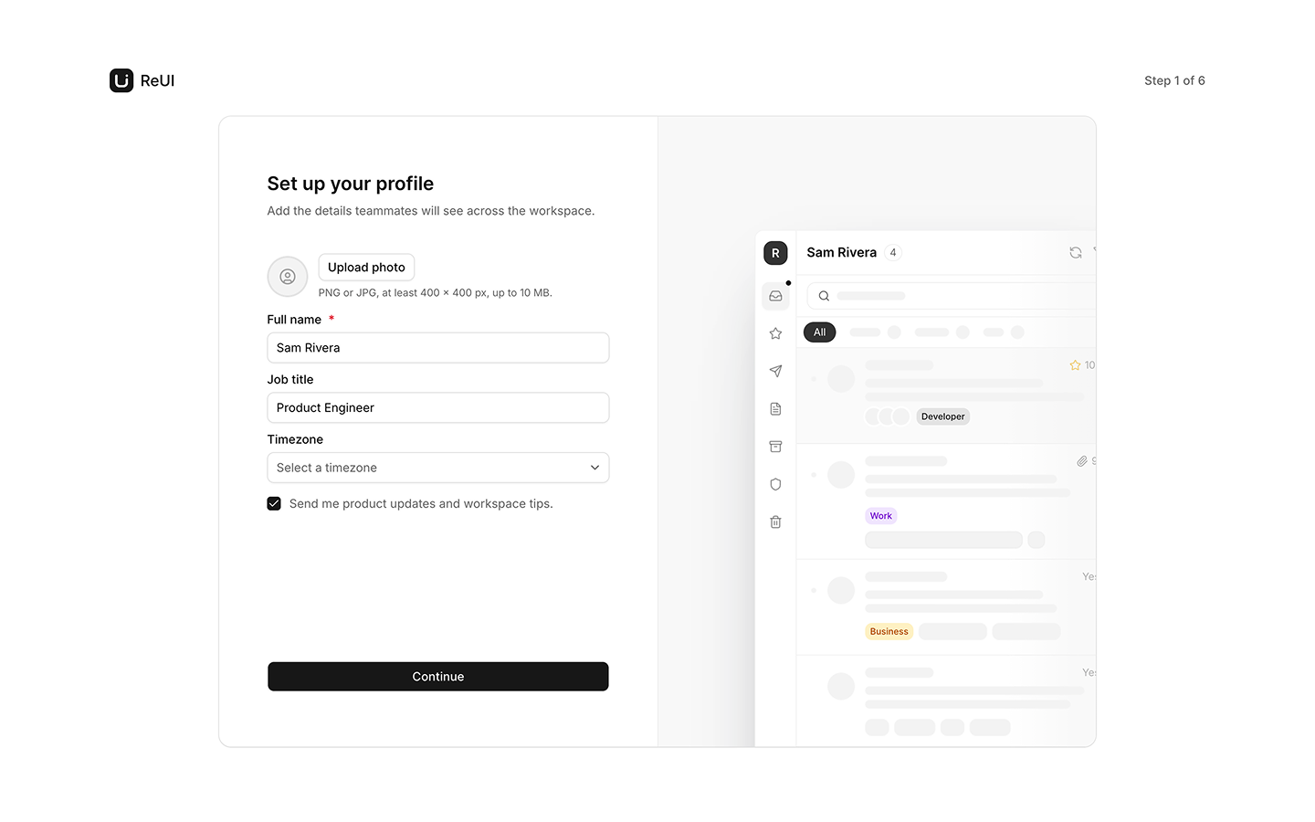 Onboarding blocks preview