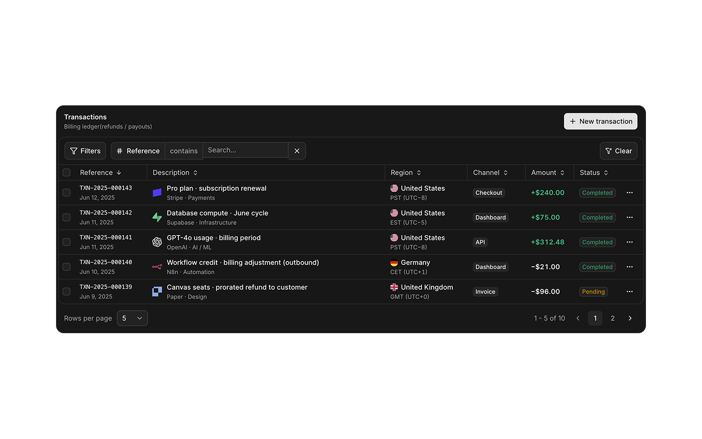 Filtering blocks preview (dark)