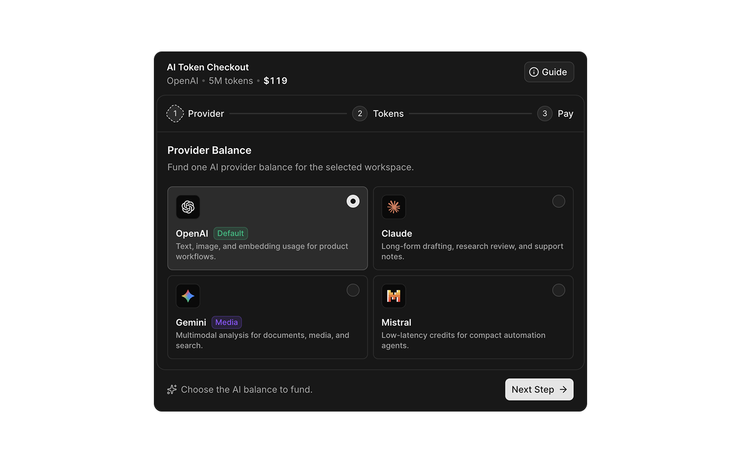 Checkout blocks preview (dark)