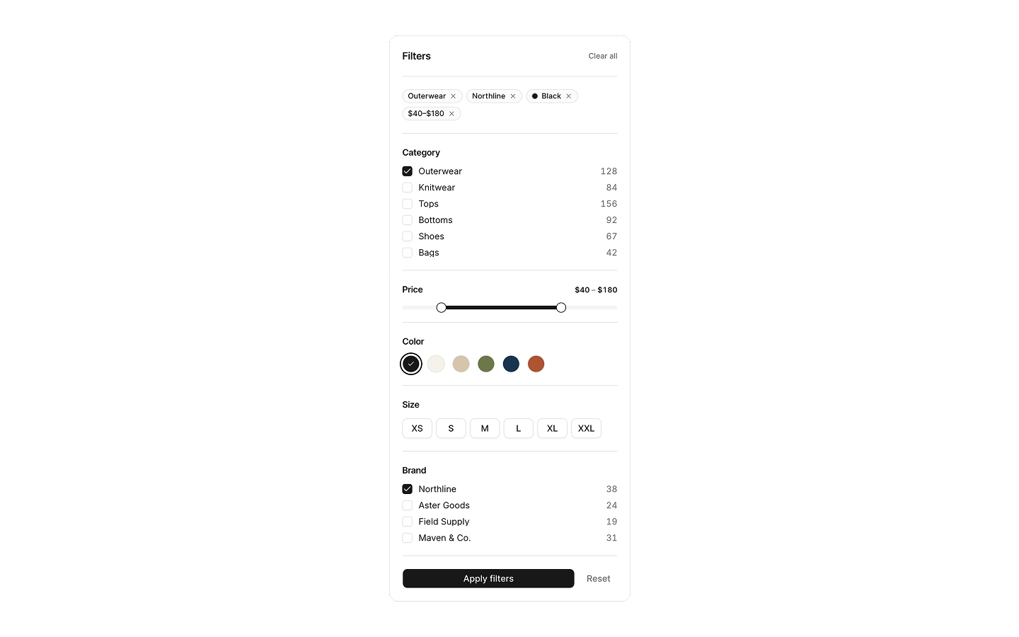 Filter Sidebar blocks preview