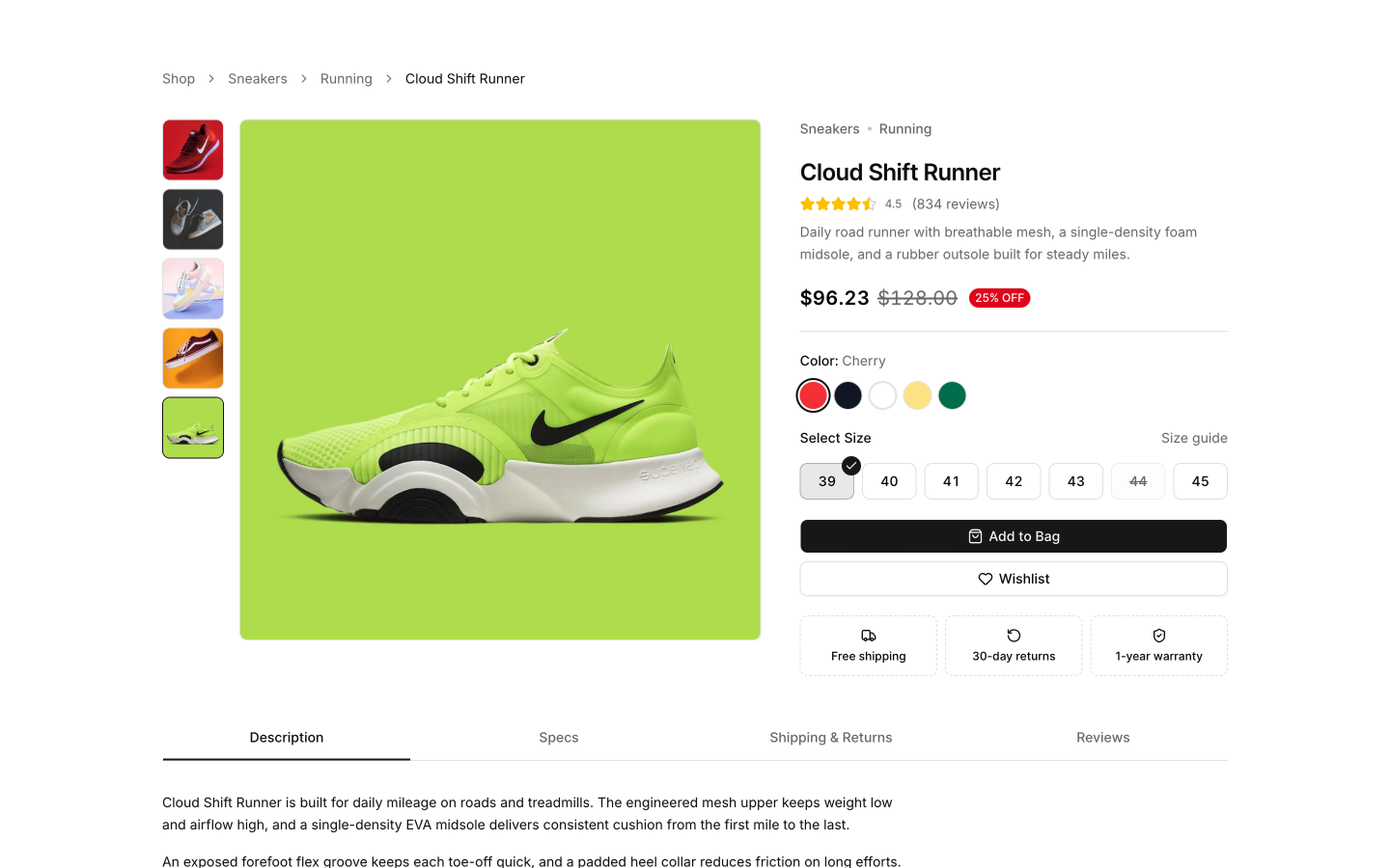 Product Detail blocks preview