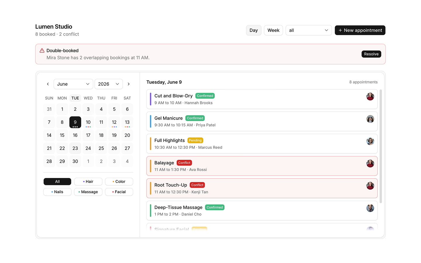 Bookings blocks preview