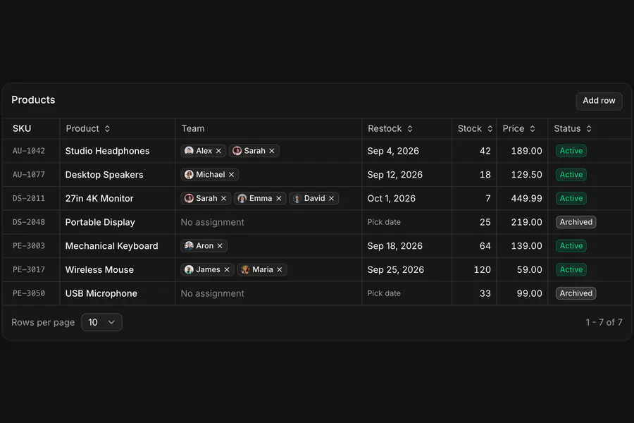 Data Grid Spreadsheet Editing: Data grid with spreadsheet editing