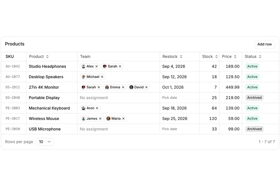 Data Grid Spreadsheet Editing: Data grid with spreadsheet editing