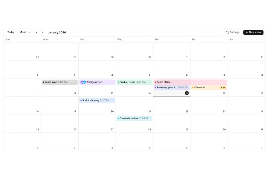 Event Calendar All Views: Event calendar with all views and live settings