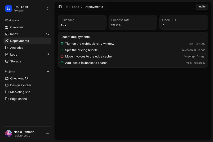 Sidebar Workspace Switcher: Application shell with a workspace switcher