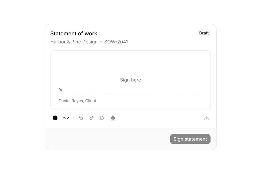 Signature Pad: Shadcn Signature Pad with pressure-aware ink, touch and stylus input, undo and PNG, SVG or JSON export